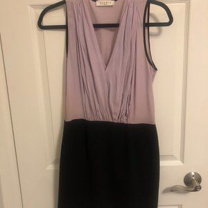 Sandro Paris Silk Lilac Dress with Black Skirt
